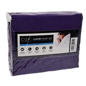 CGK Unlimited Luxury Sheet Set Twin 3PC Purple Deep Pocket Wrinkle Resistant NEW